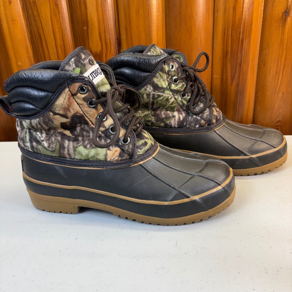 Outbrook Whitetail Kids Camo Duck Boots Black Rubber Lace Up Size 4 6334054